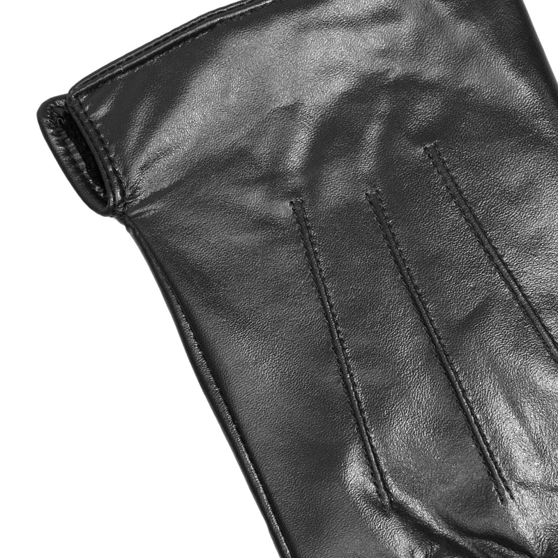 Rękawiczki skórzane męskie - z podszewką - czarne