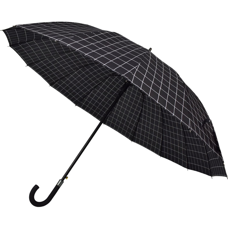 Parasol długi z włókna szklanego - czarny w kratę - 116 cm