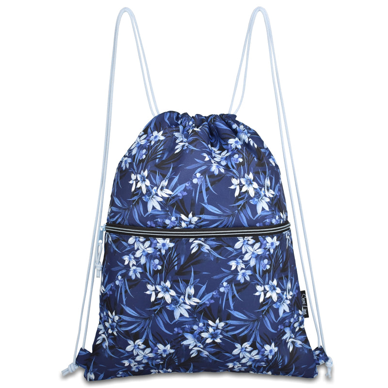 Worek plecak premium - do szkoły / przedszkola - Kwiatki niebieski