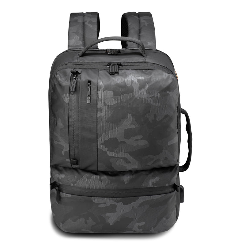 Plecak miejski na laptopa 14 - z funkcją torby - z portem USB - czarny moro