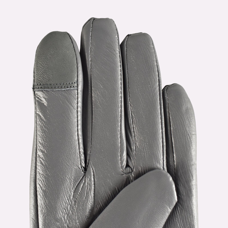 Rękawiczki skórzane damskie - antybakteryjne - szare - Semi Line