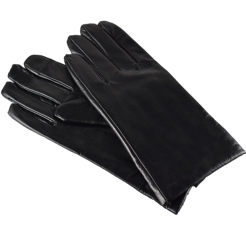 Rękawiczki skórzane damskie - antybakteryjne - czarne - Semi Line
