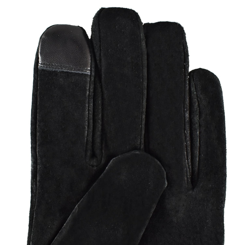 Rękawiczki skórzane męskie - antybakteryjne - zamszowe - czarne - Semi Line