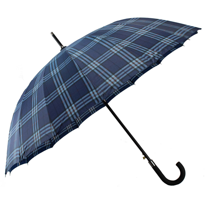 Parasol długi z włókna szklanego - granatowy w kratę - 116 cm