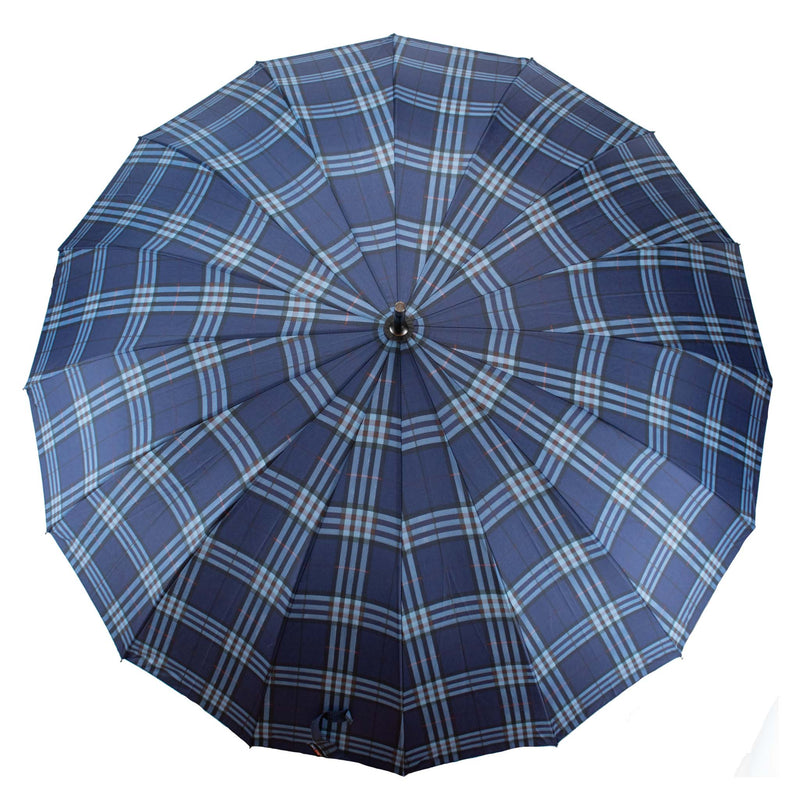 Parasol długi z włókna szklanego - granatowy w kratę - 116 cm