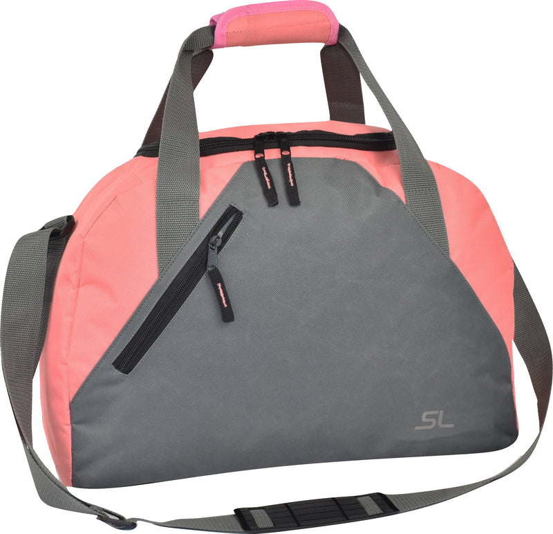 Poręczna torba sportowa fitness - 25 l - różowo-szara