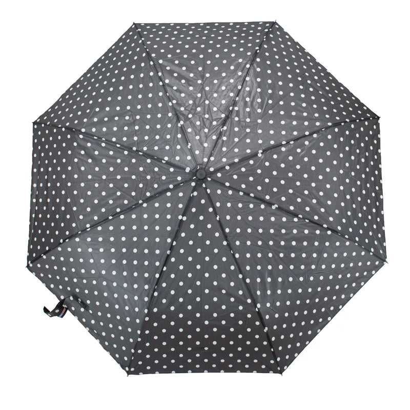 Parasol półautomatyczny - czarny w kropki - 92 cm