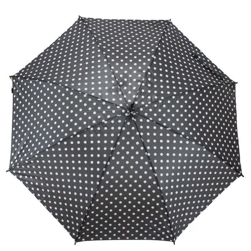 Parasol półautomatyczny - czarny w kropki - 100 cm