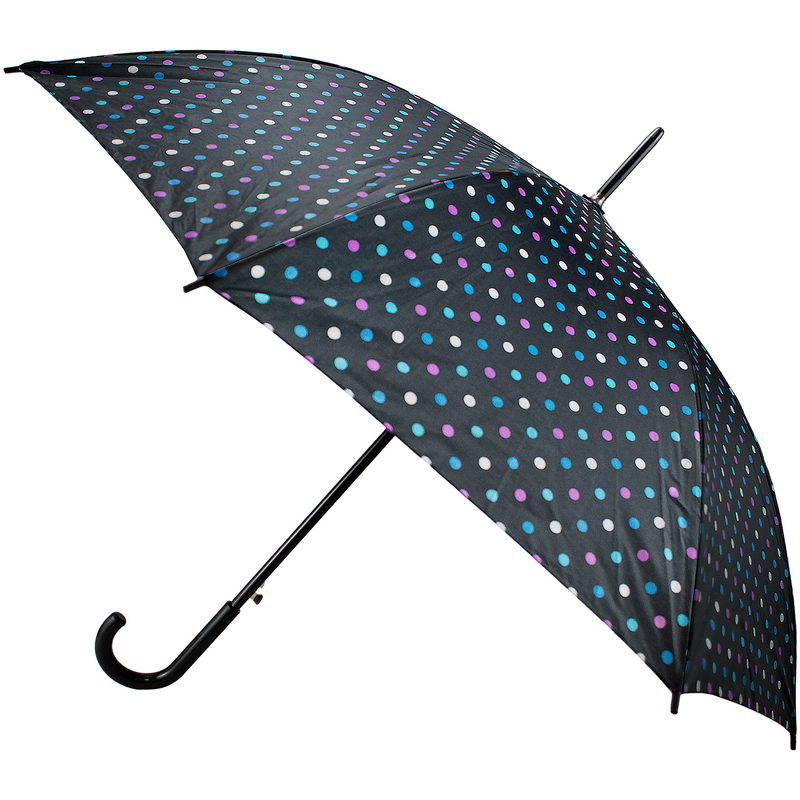 Parasol półautomatyczny - czarny w kolorowe kropki - 100 cm