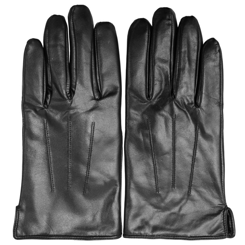 Rękawiczki skórzane męskie - z podszewką - czarne