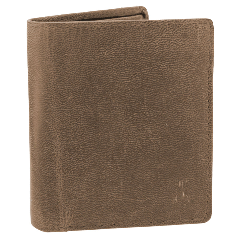 Portfel męski skórzany - mały - RFID - brązowy - w pudełku
