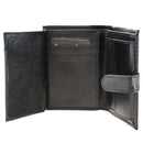 Portfel męski skórzany - średni - RFID - czarny - w pudełku