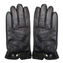 Rękawiczki skórzane męskie - z podszewką - czarne