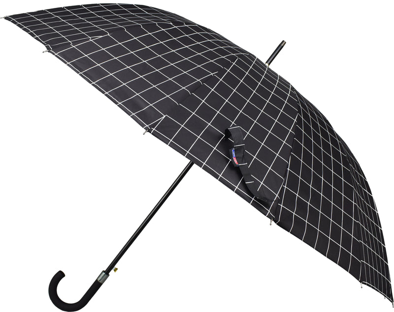 Parasol długi z włókna szklanego - czarny w kratę - 116 cm