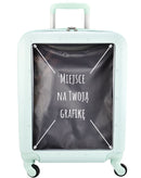 Walizka podróżna na kółkach - Kwiaty - miętowa personalizowana