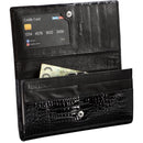 Portfel damski skórzany - lakierowany - duży - RFID - na zatrzask