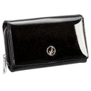 Portfel damski skórzany - lakierowany - duży - RFID - na zatrzask