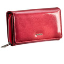 Portfel damski skóra lakierowana - ciemny róż - RFID - duży