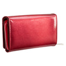 Portfel damski skóra lakierowana - ciemny róż - RFID - duży