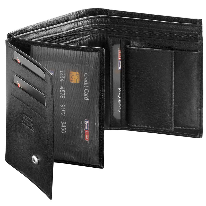 Portfel męski skórzany - średni - RFID - czarny