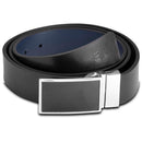 Pasek skórzany męski - do spodni - nowoczesny - dwustronny - czarny / granatowy