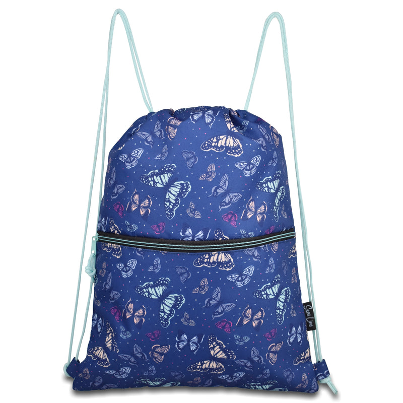 Worek plecak premium - do szkoły / przedszkola - Motyle niebieski