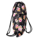 Worek plecak - czarny w kwiaty