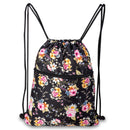 Worek plecak - czarny w kwiaty