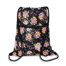 Worek plecak - czarny w kwiaty