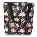 Torba plażowa - czarna w kwiaty