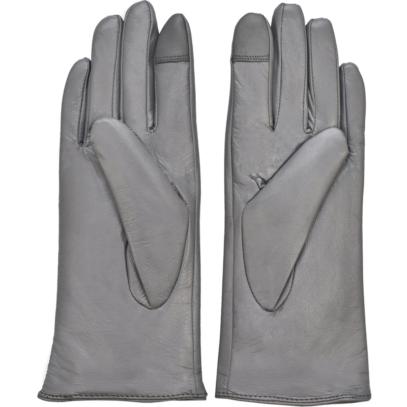Rękawiczki skórzane damskie - antybakteryjne - szare - Semi Line