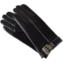 Rękawiczki skórzane damskie - antybakteryjne - czarne - Semi Line