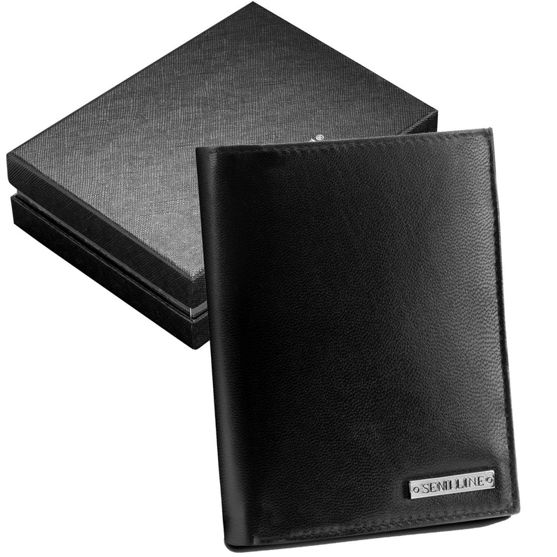 Portfel męski skórzany - średni - RFID - czarny