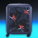 Walizka podróżna na kółkach - Czarne Liście - granatowa personalizowana