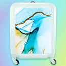 Walizka podróżna na kółkach - Abstrakcja - miętowa personalizowana