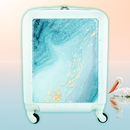 Walizka podróżna na kółkach - Błękit - miętowa personalizowana